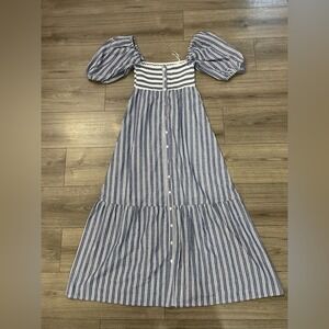 Emerson Fry Love Tomas Striped Smocked Cotton Maxi Dress XS/S NWOT Puff Sleeve 2
